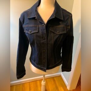 Tahari denim stretch fitted jacket, size 10